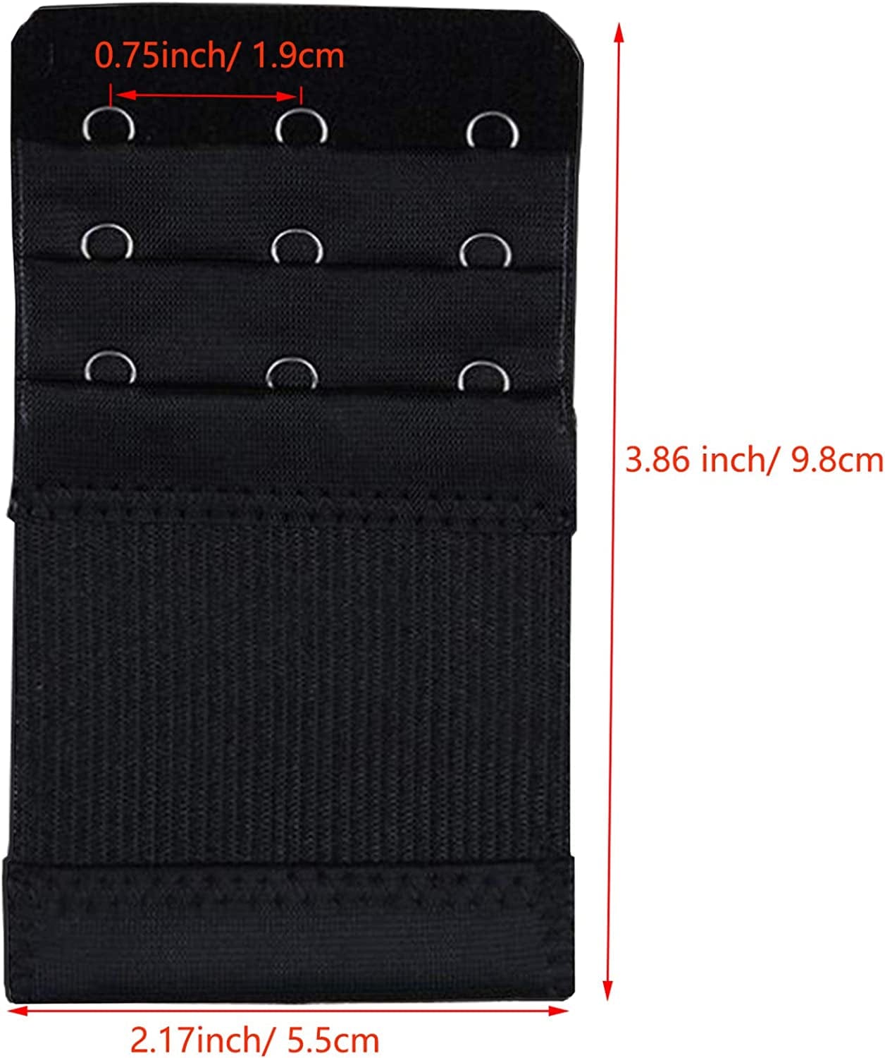 Bra Extender 3 Hooks 3 Rows Elastic Bra Band Hook Strap Extensions for Women, Pack of 4