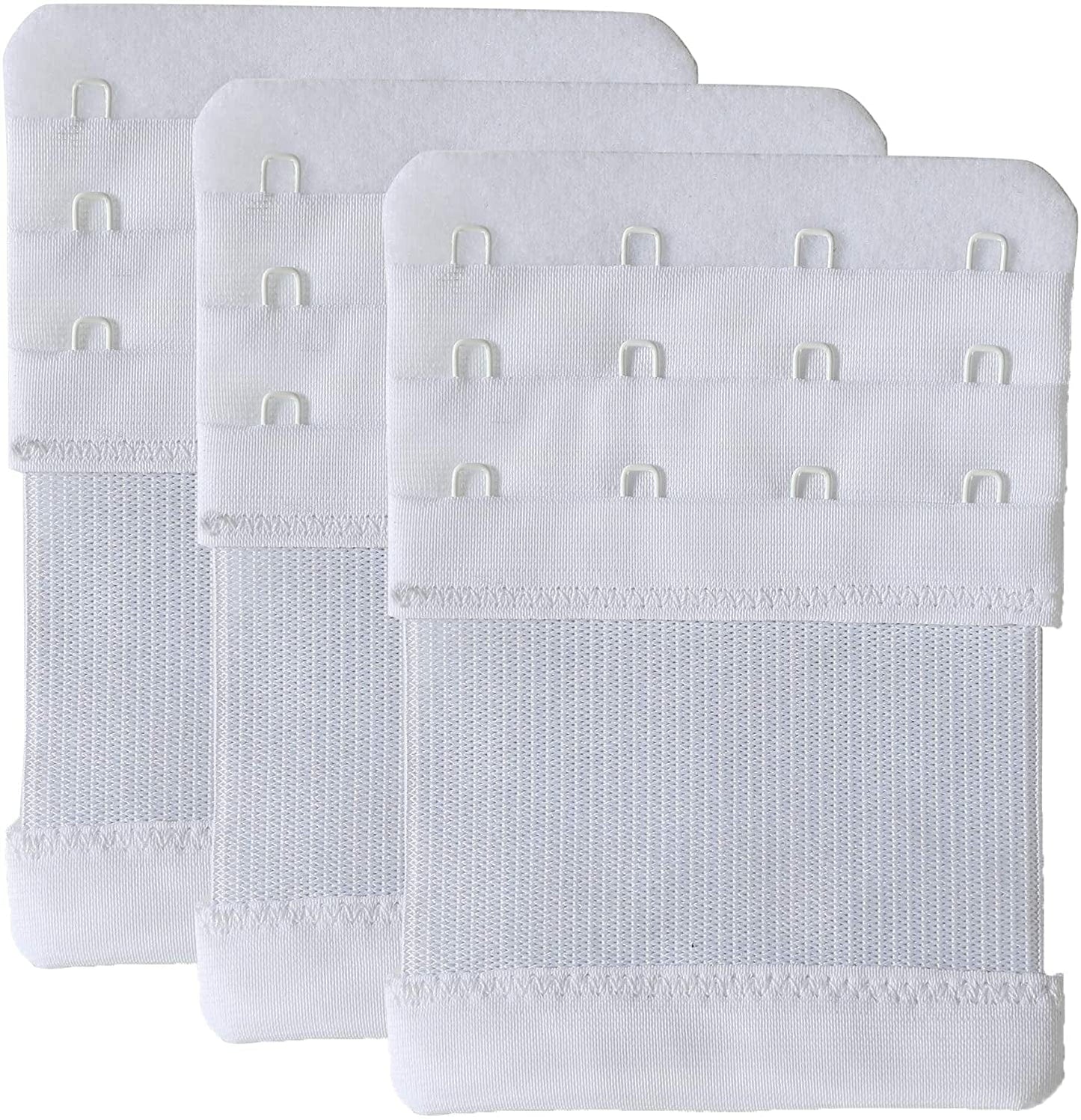Bra Extenders 4 Hook Elastic Stretchy Bra Extensions Strap Comfortable 3Pcs-Pack White / One Size