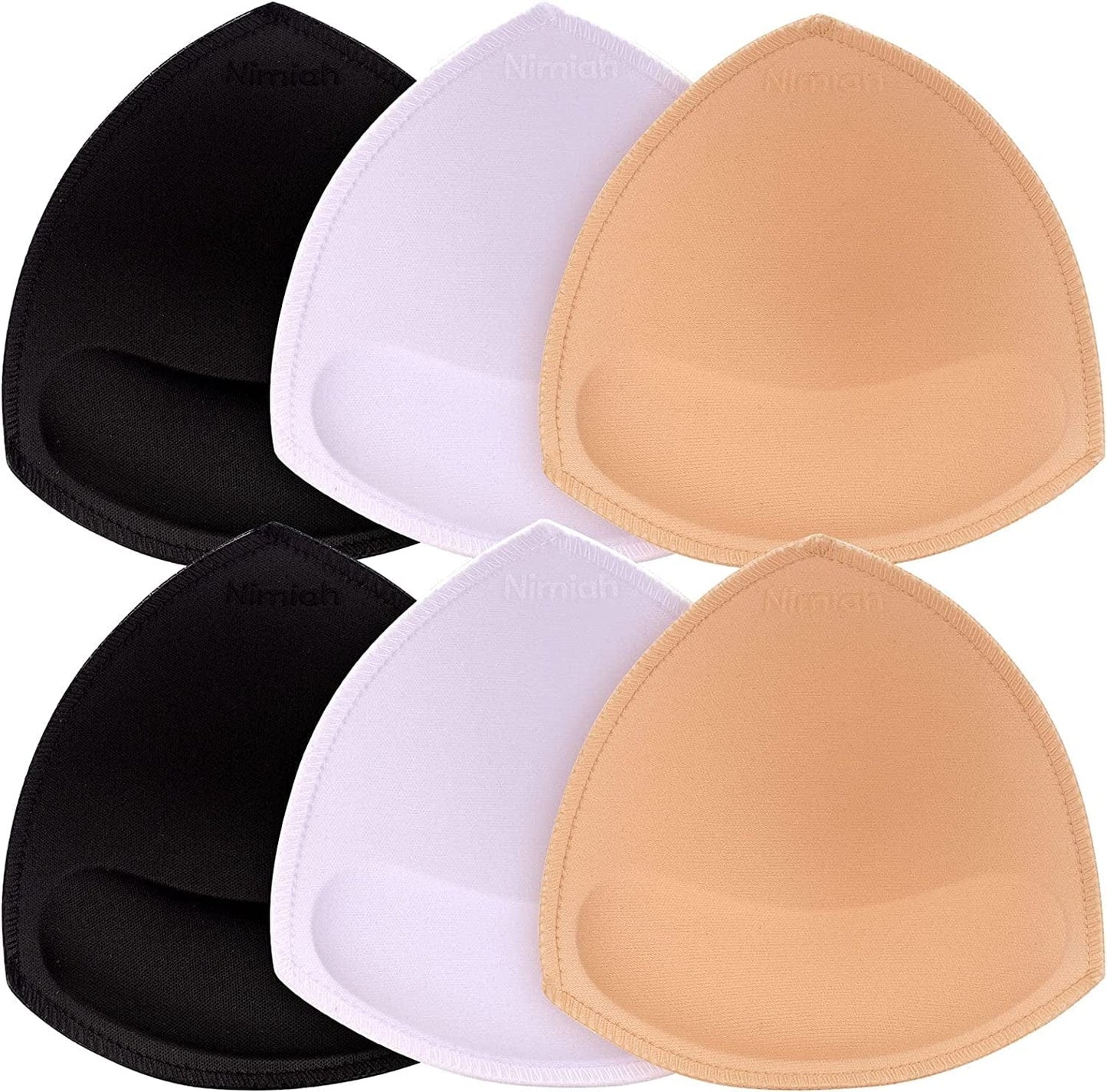 Bra Pads Insert 3 Pairs Sewn Edge Bra Inserts AB, CD, DE Cups | Bra Replacement Pad Beige Black White Optional Padding 3 Color 3 Pairs / Small-Medium