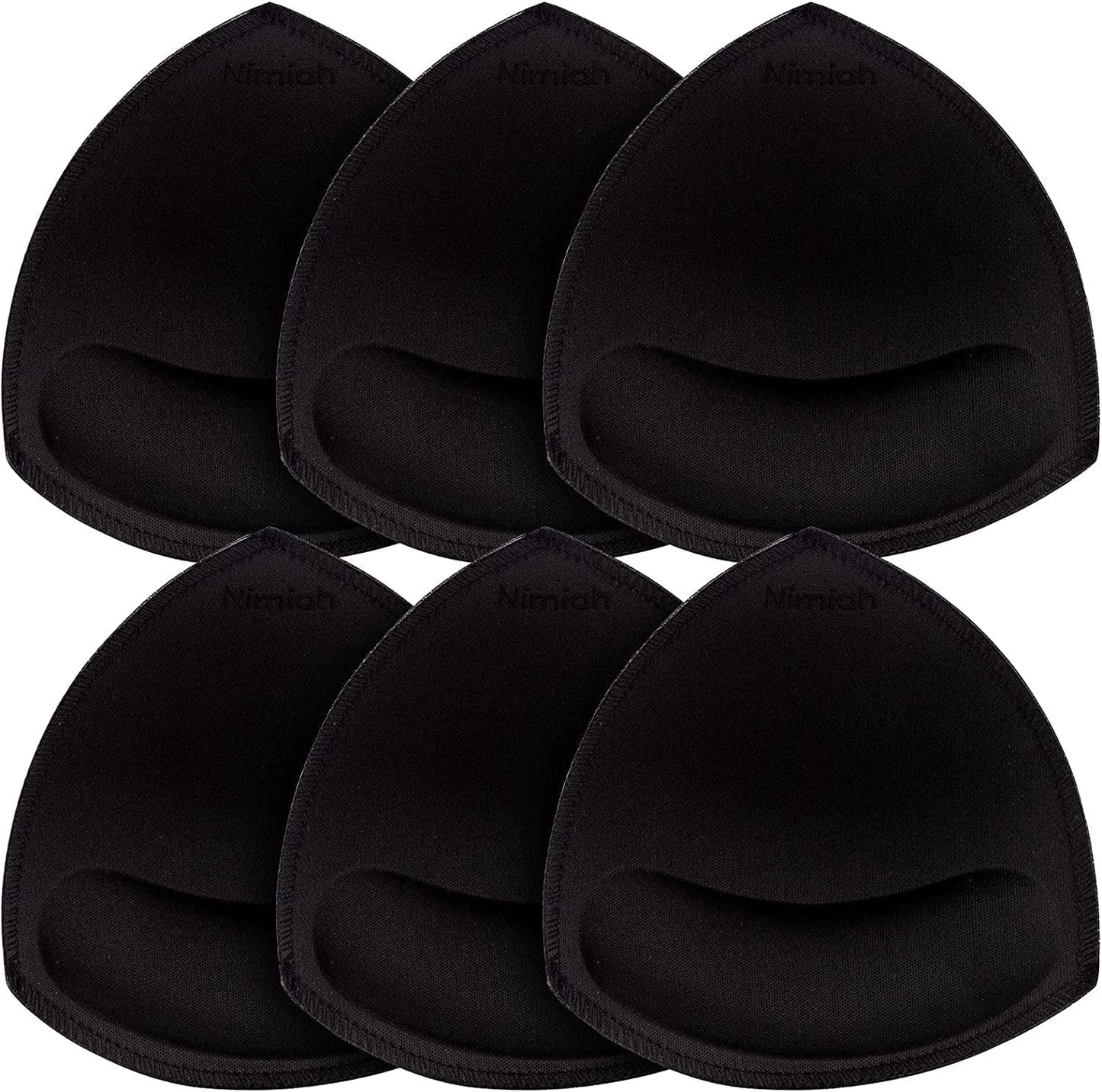 Bra Pads Insert 3 Pairs Sewn Edge Bra Inserts AB, CD, DE Cups | Bra Replacement Pad Beige Black White Optional Black / Small-Medium