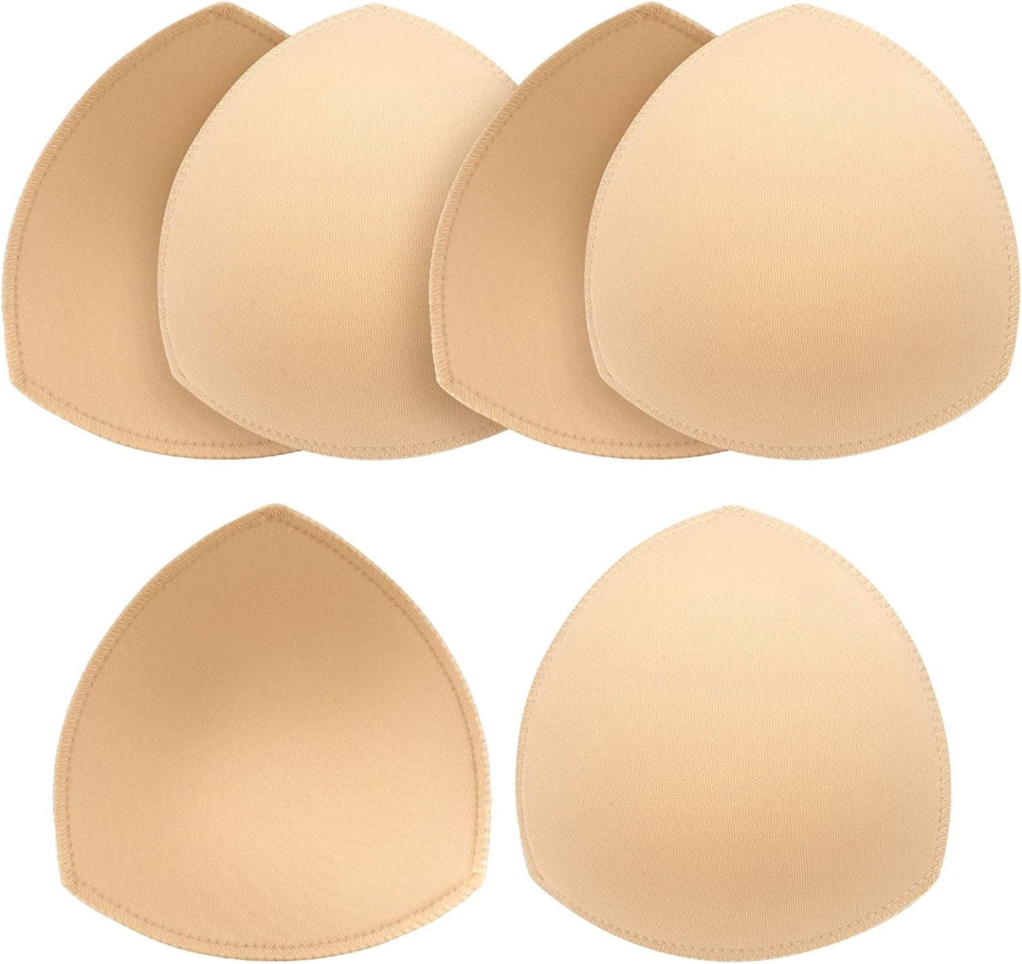 Bra Pads Insert 3 Pairs Sewn Edge Bra Inserts AB, CD, DE Cups | Bra Replacement Pad Beige Black White Optional Beige Thin / A / B