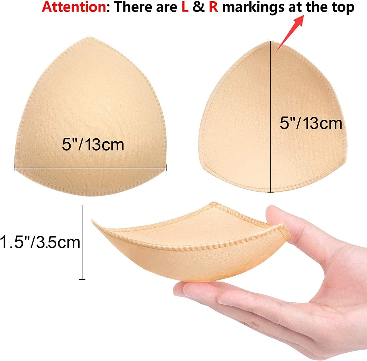 Bra Pads Inserts 8 Pairs, Bra Cups Inserts, Removable Breast Enhancers Inserts for Women (Beige)