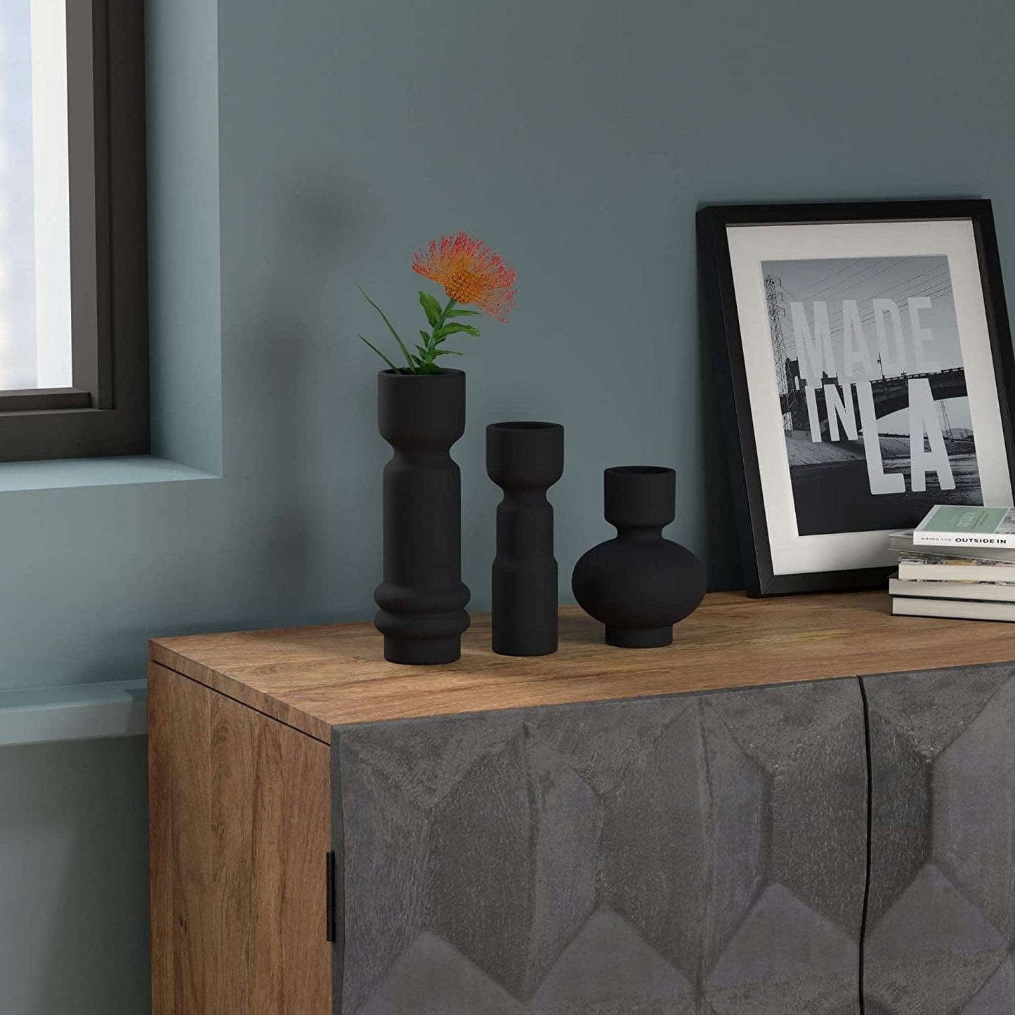 Brand – Modern Totem Stoneware Vases, Set of 3, Black
