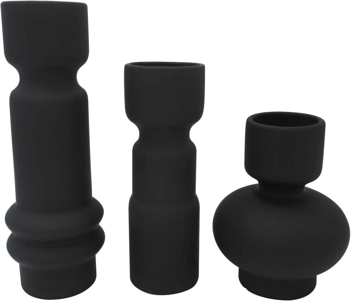 Brand – Modern Totem Stoneware Vases, Set of 3, Black