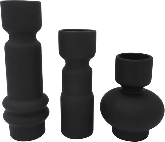 Brand – Modern Totem Stoneware Vases, Set of 3, Black