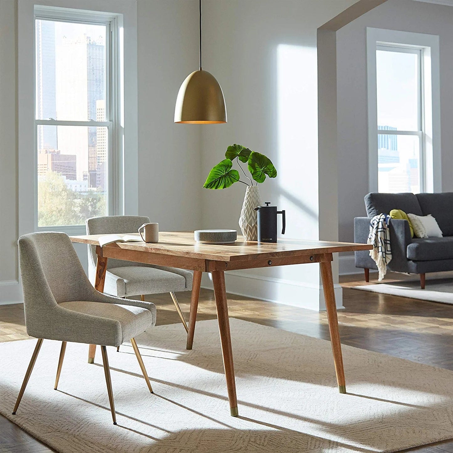 Brand – Rivet Modern Geometric Pattern Decorative Stoneware Vase, Large Centerpiece, 12.25"H, White White / Large