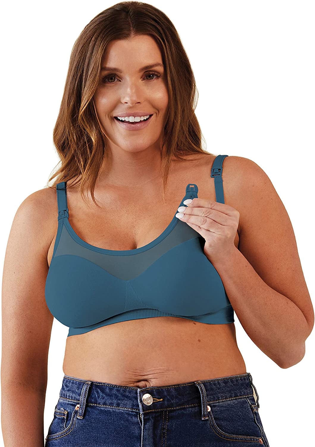 BRAVADO! DESIGNS Body Silk Seamless Sheer Wireless Maternity & Nursing Bra | B, C, D, DD/E, DDD/F Cup Midnight Sky / Small