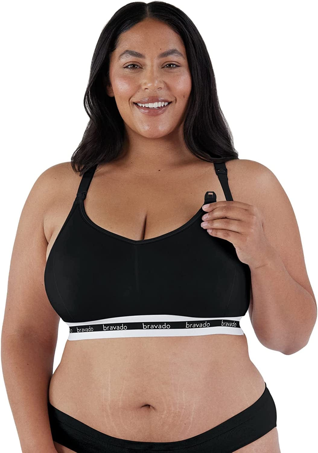 BRAVADO! DESIGNS Original Nursing Maternity Bra Sustainable Regular Full Extended B, C, D, DD/E, DDD/F, G H, I, J Cups Black - Sustainable Fabric / Extended / Large