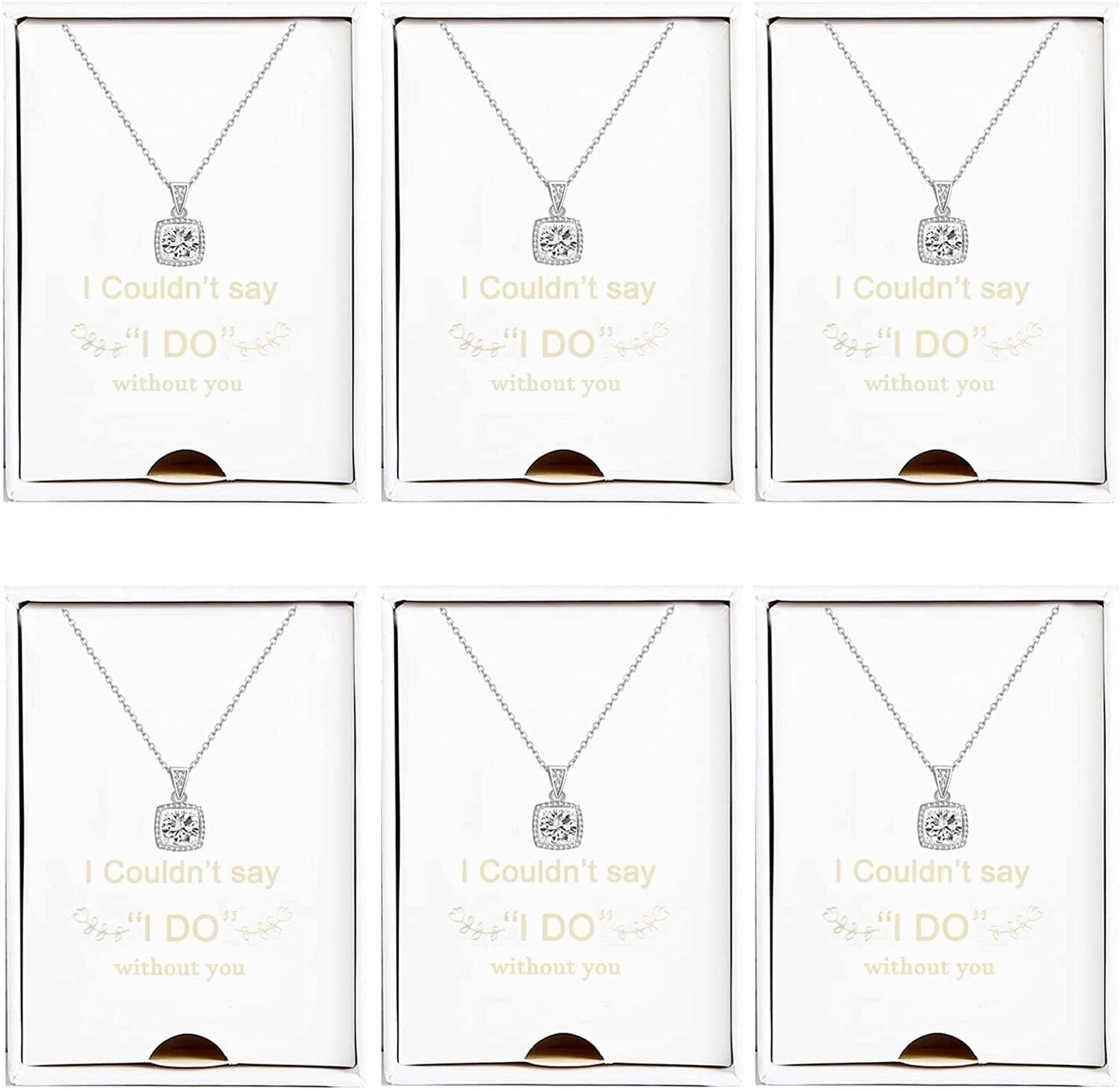 Bridesmaid Necklace Gifts I Couldn'T Say I Do without You 14K Rose Gold Plated Cubic Zirconia Diamond Necklace round Diamond Pendant Bridesmaid Proposal Gift Necklace Set of 1/4/6 big-6