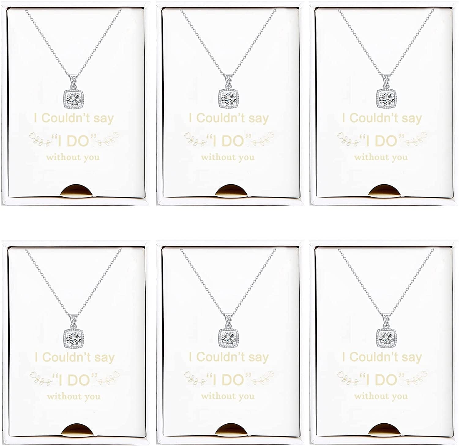 Bridesmaid Necklace Gifts I Couldn'T Say I Do without You 14K Rose Gold Plated Cubic Zirconia Diamond Necklace round Diamond Pendant Bridesmaid Proposal Gift Necklace Set of 1/4/6 big-6
