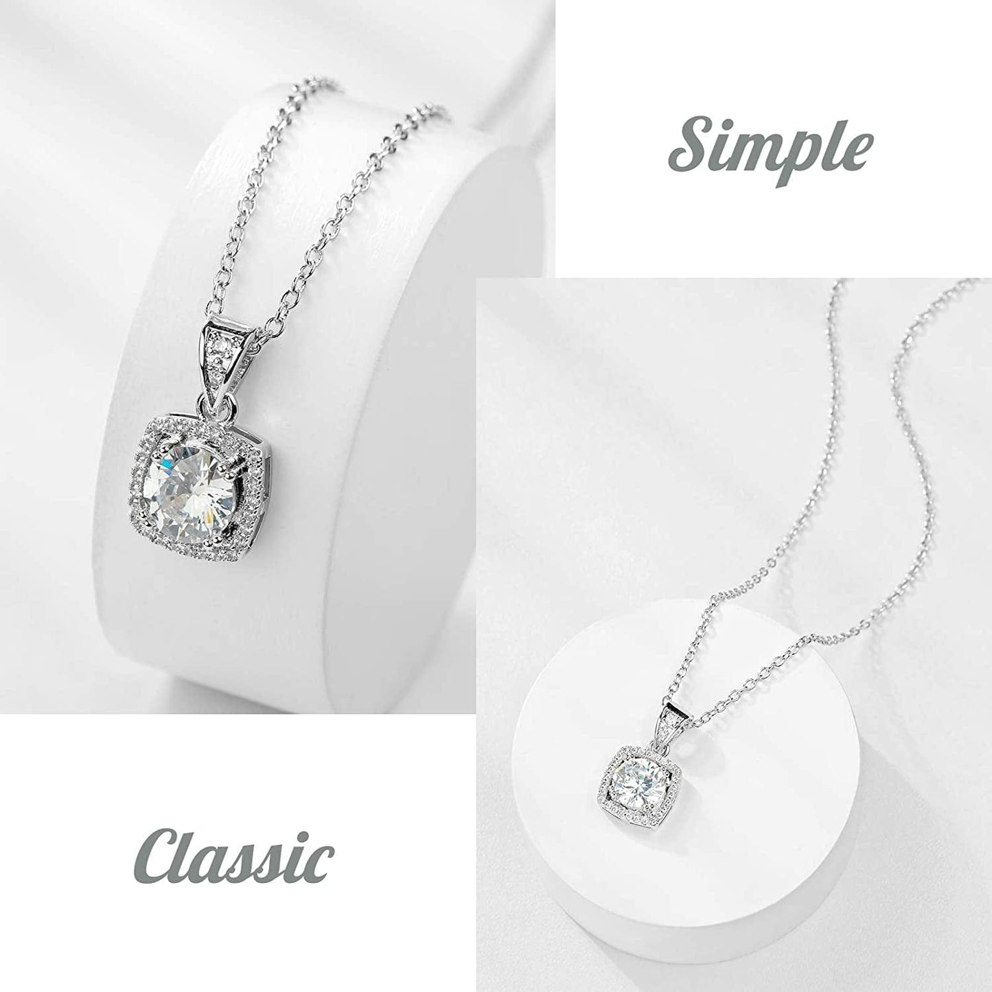 Bridesmaid Necklace Gifts I Couldn'T Say I Do without You 14K Rose Gold Plated Cubic Zirconia Diamond Necklace round Diamond Pendant Bridesmaid Proposal Gift Necklace Set of 1/4/6