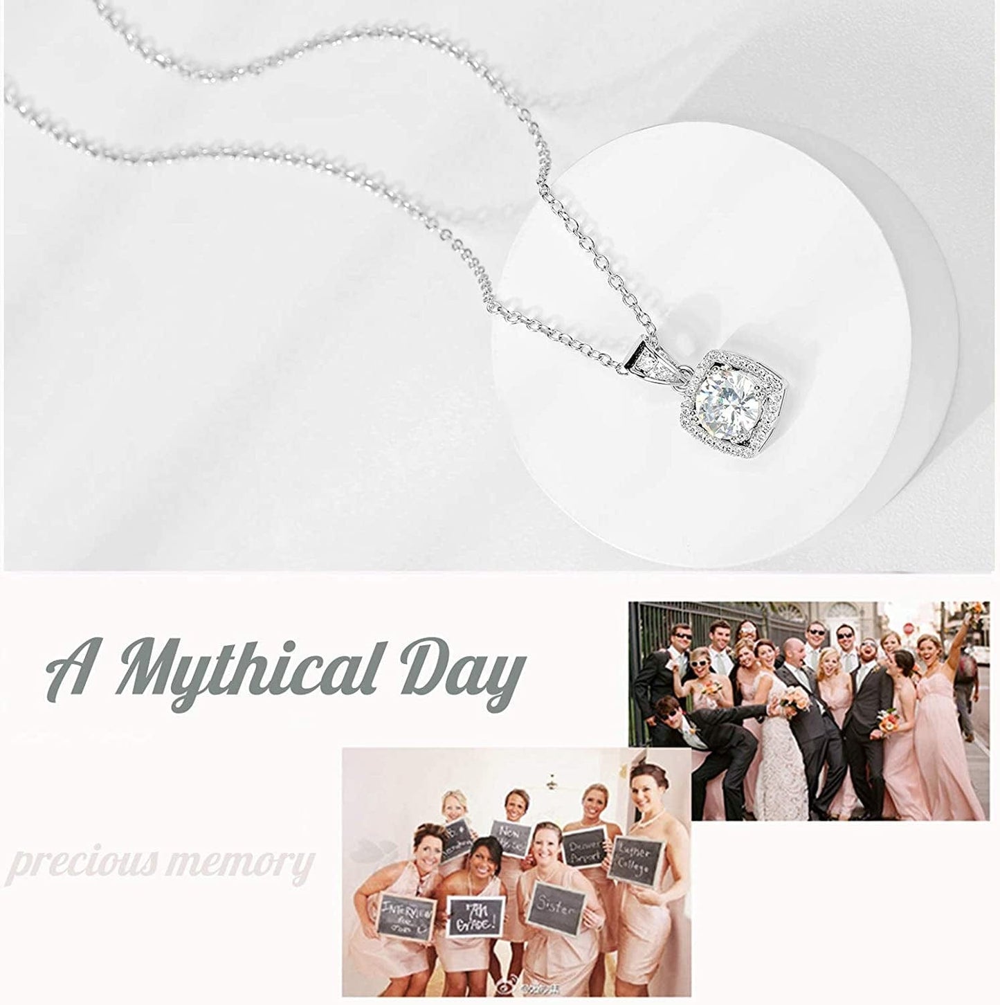 Bridesmaid Necklace Gifts I Couldn'T Say I Do without You 14K Rose Gold Plated Cubic Zirconia Diamond Necklace round Diamond Pendant Bridesmaid Proposal Gift Necklace Set of 1/4/6