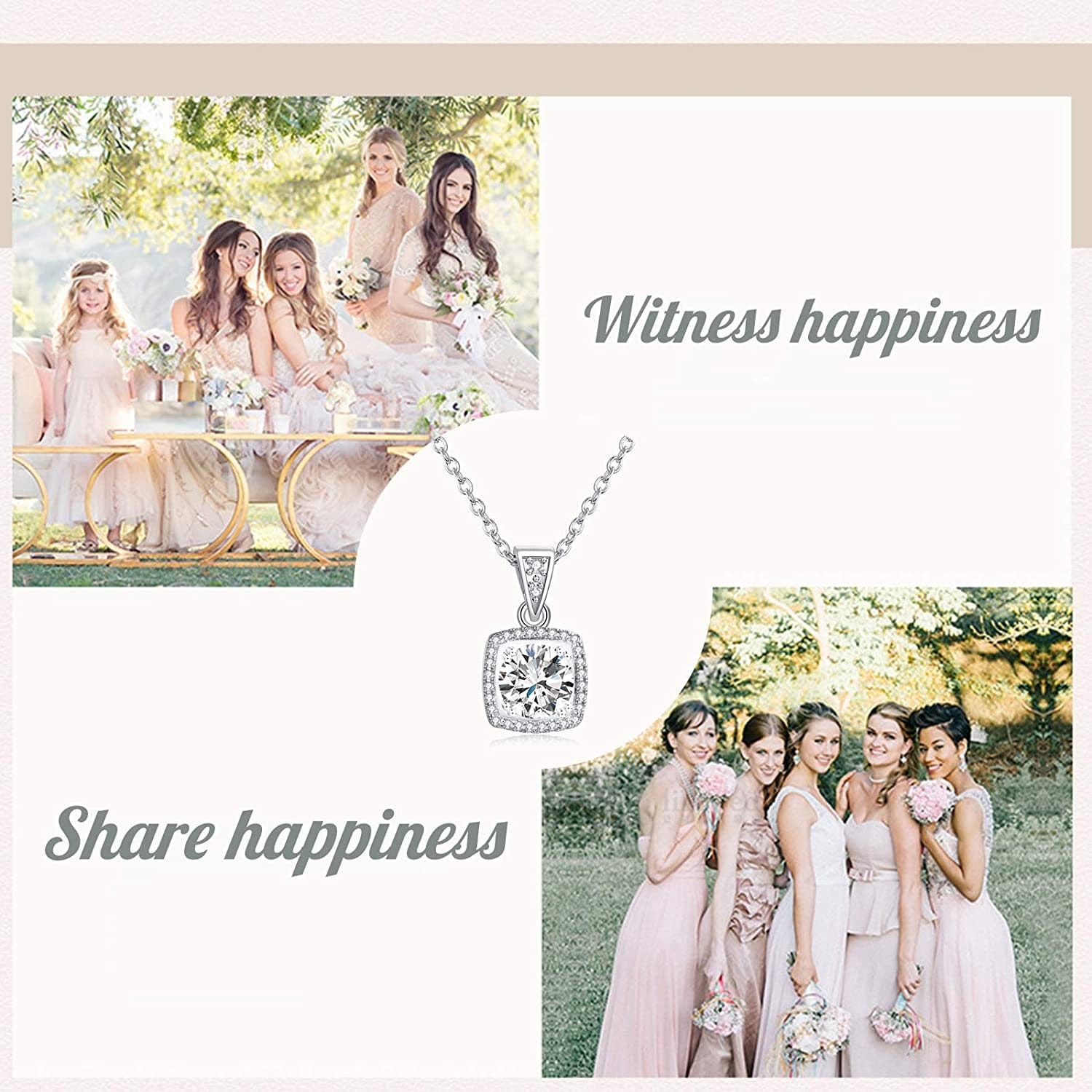 Bridesmaid Necklace Gifts I Couldn'T Say I Do without You 14K Rose Gold Plated Cubic Zirconia Diamond Necklace round Diamond Pendant Bridesmaid Proposal Gift Necklace Set of 1/4/6