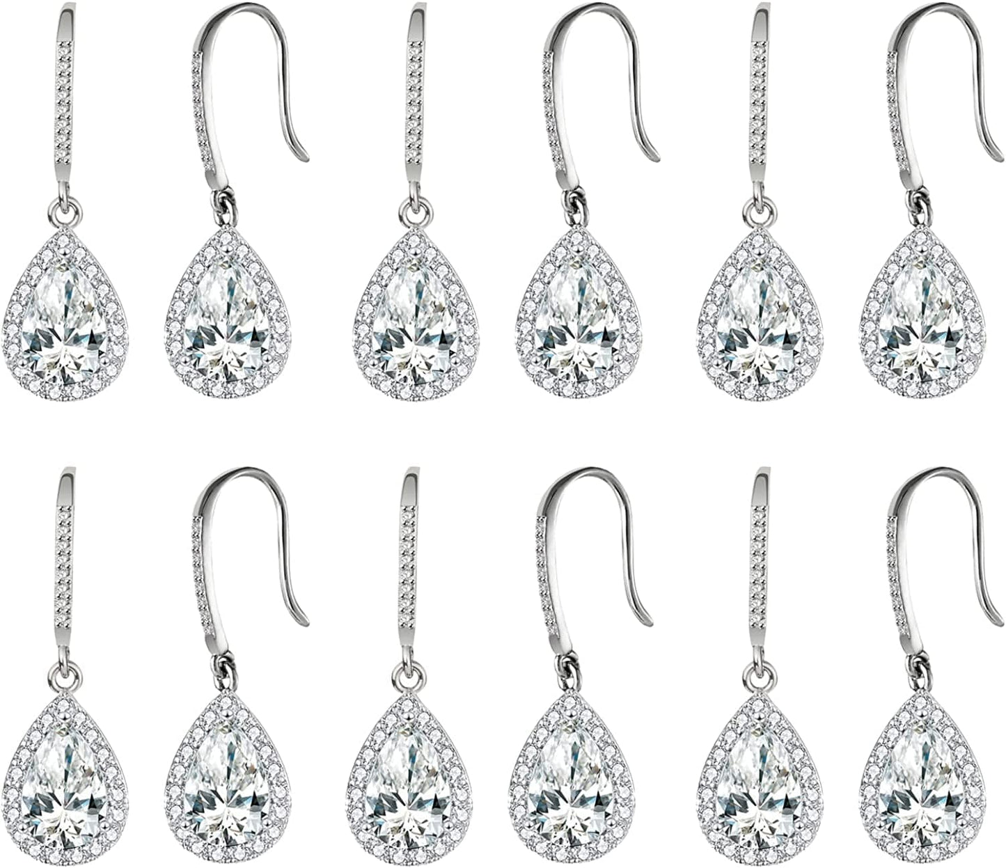 Bridesmaids Gift I Couldn'T Say I Do without You Teardrop Wedding Earrings Cubic Zirconia Dangle Drop Earring Bridesmaid Proposal Gifts Sets 6set-drop-new
