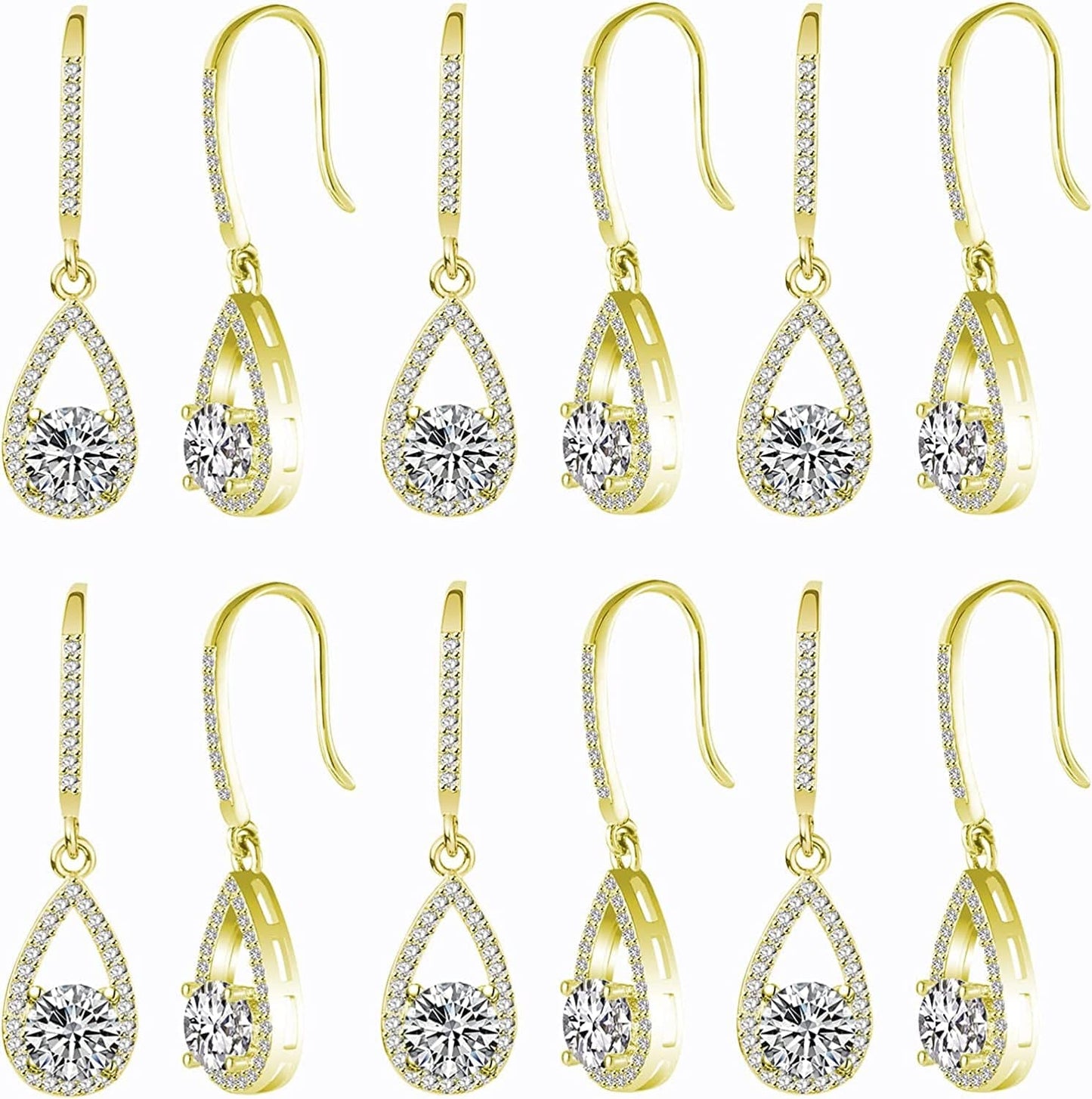 Bridesmaids Gift I Couldn'T Say I Do without You Teardrop Wedding Earrings Cubic Zirconia Dangle Drop Earring Bridesmaid Proposal Gifts Sets golden drop-6
