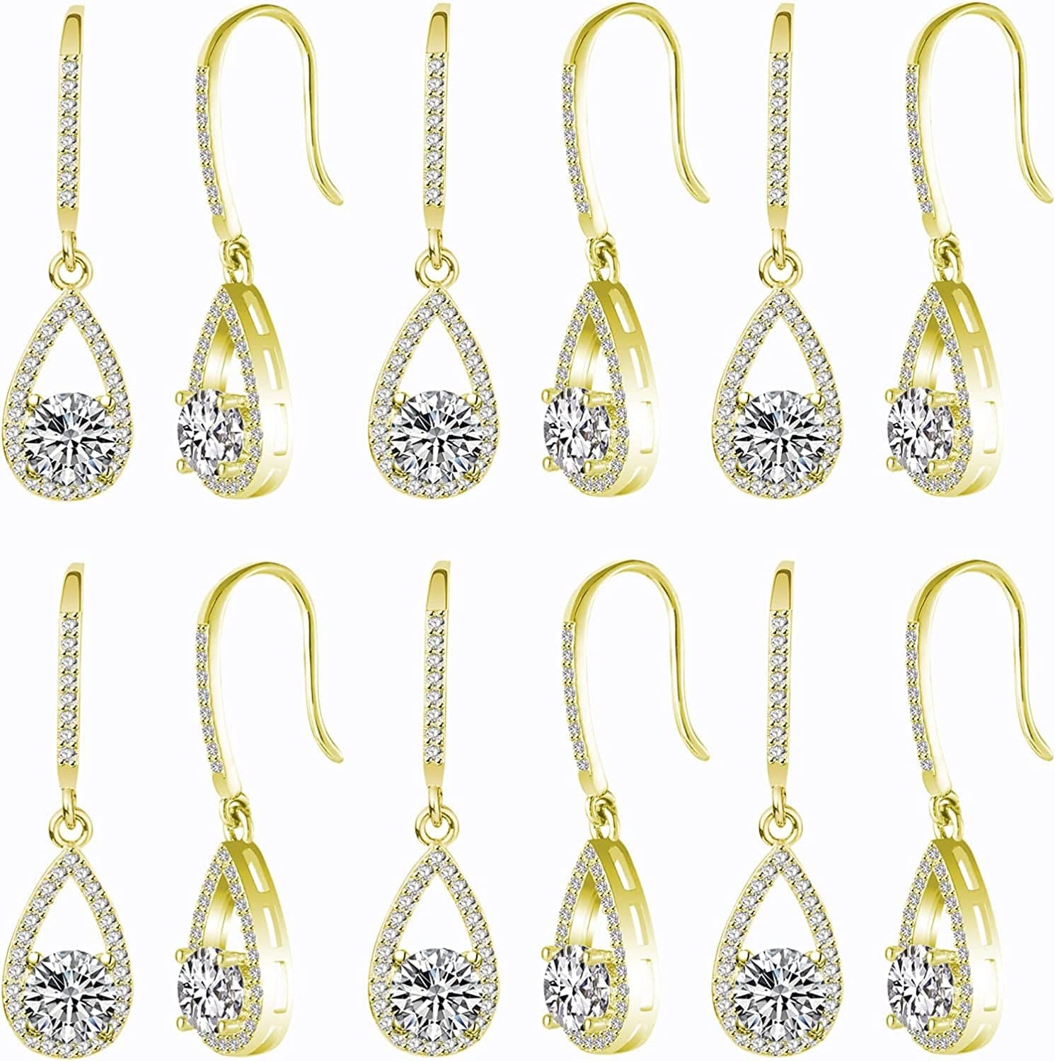 Bridesmaids Gift I Couldn'T Say I Do without You Teardrop Wedding Earrings Cubic Zirconia Dangle Drop Earring Bridesmaid Proposal Gifts Sets golden drop-6