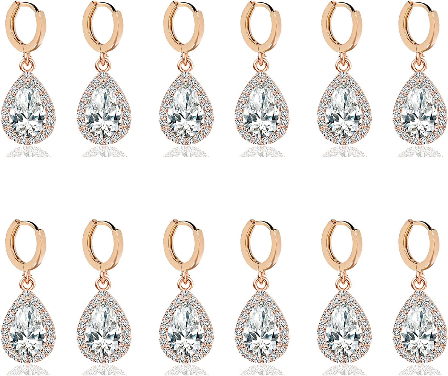 Bridesmaids Gift I Couldn'T Say I Do without You Teardrop Wedding Earrings Cubic Zirconia Dangle Drop Earring Bridesmaid Proposal Gifts Sets Ear button rose