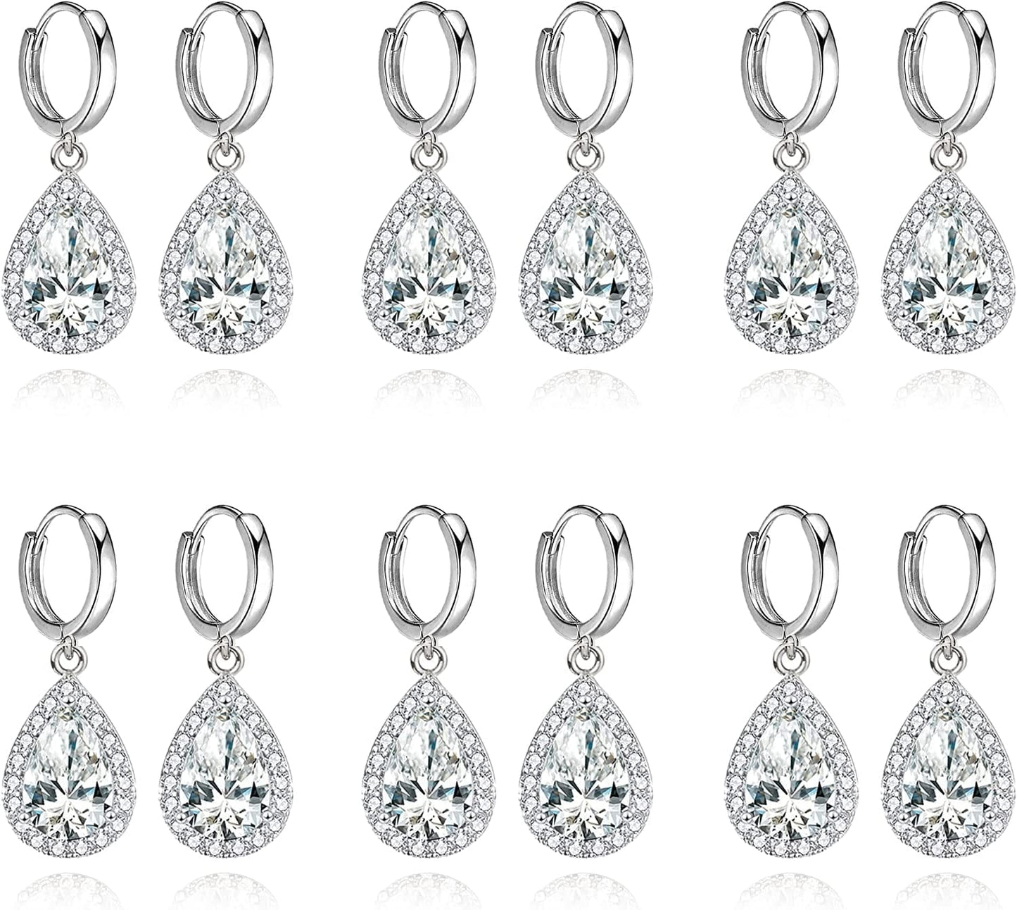 Bridesmaids Gift I Couldn'T Say I Do without You Teardrop Wedding Earrings Cubic Zirconia Dangle Drop Earring Bridesmaid Proposal Gifts Sets Ear button white