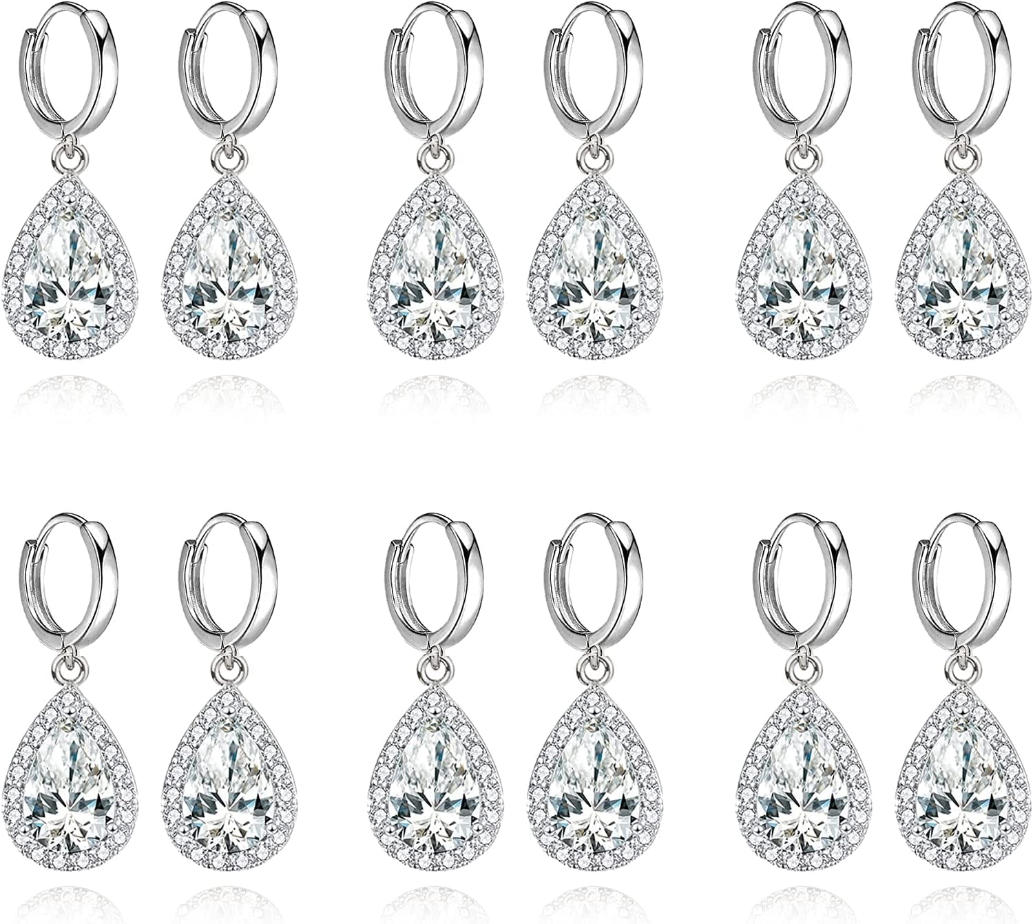 Bridesmaids Gift I Couldn'T Say I Do without You Teardrop Wedding Earrings Cubic Zirconia Dangle Drop Earring Bridesmaid Proposal Gifts Sets Ear button white