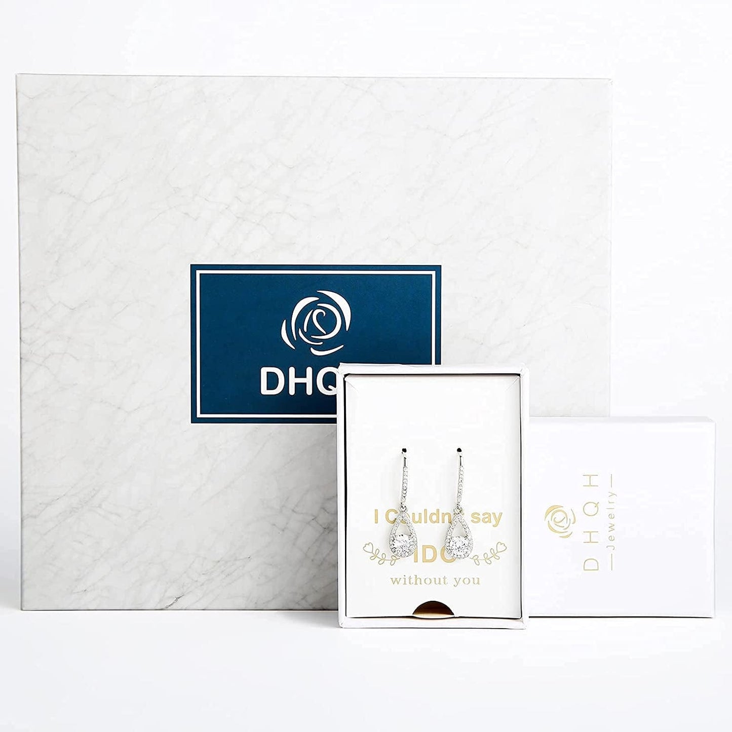 Bridesmaids Gift I Couldn'T Say I Do without You Teardrop Wedding Earrings Cubic Zirconia Dangle Drop Earring Bridesmaid Proposal Gifts Sets