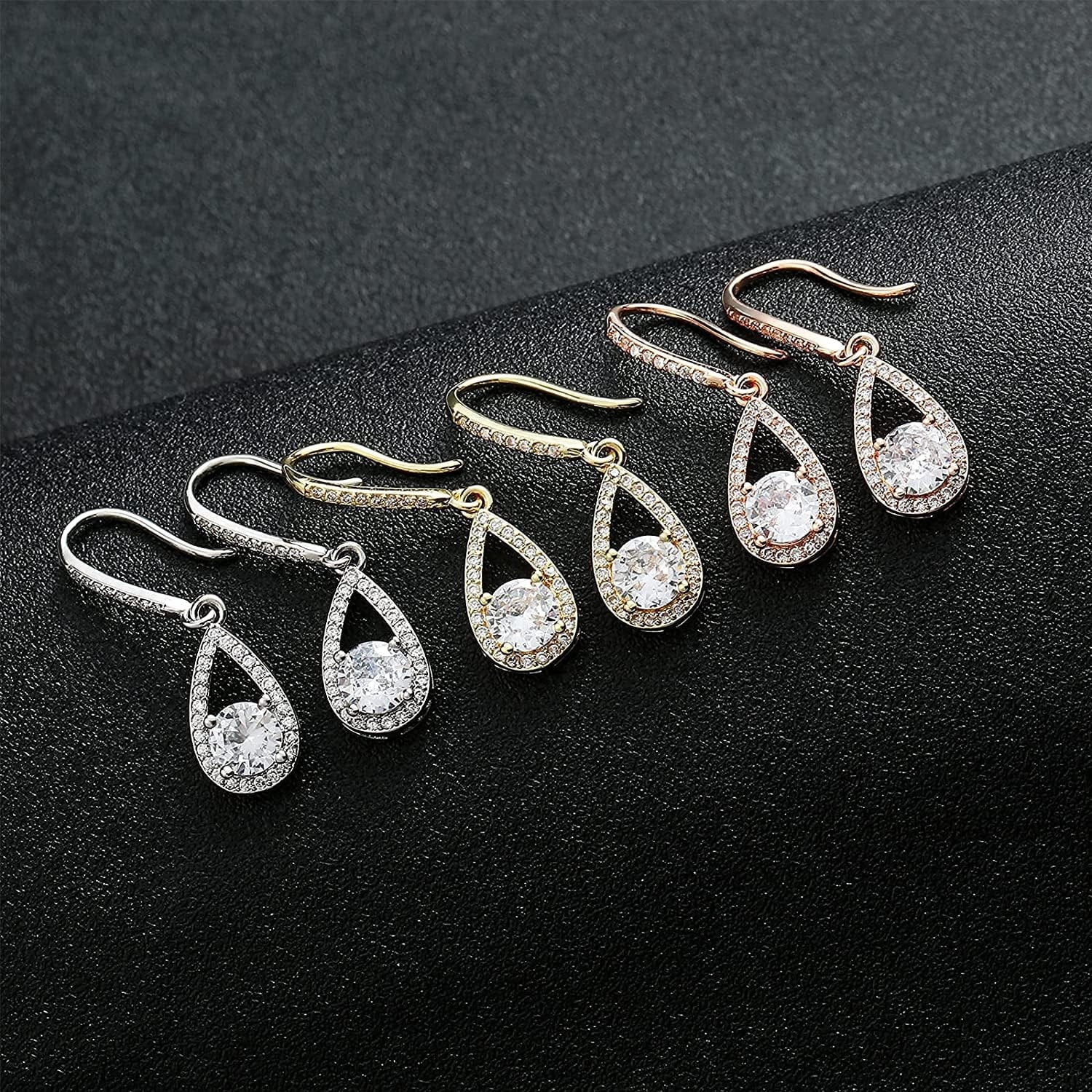 Bridesmaids Gift I Couldn'T Say I Do without You Teardrop Wedding Earrings Cubic Zirconia Dangle Drop Earring Bridesmaid Proposal Gifts Sets