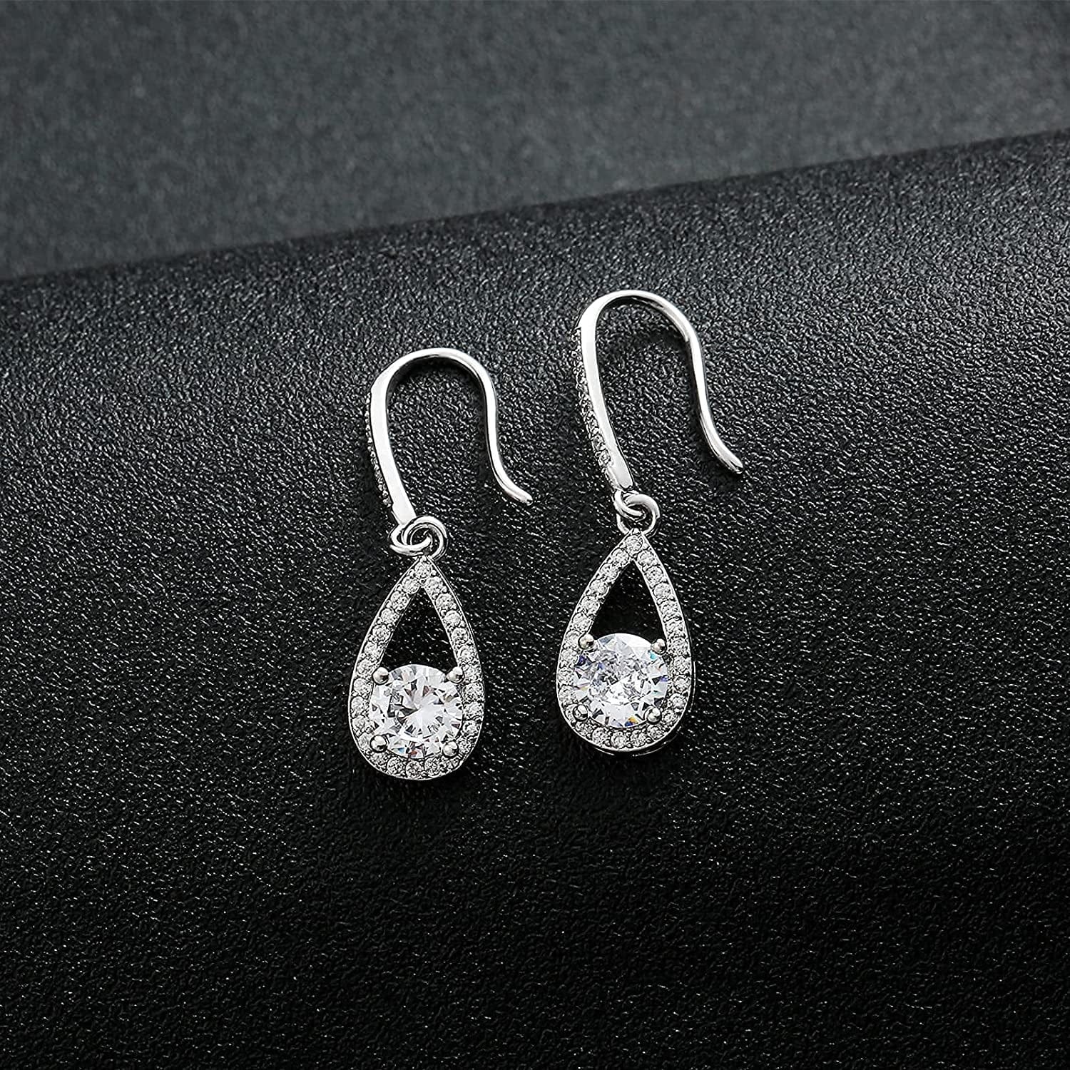 Bridesmaids Gift I Couldn'T Say I Do without You Teardrop Wedding Earrings Cubic Zirconia Dangle Drop Earring Bridesmaid Proposal Gifts Sets