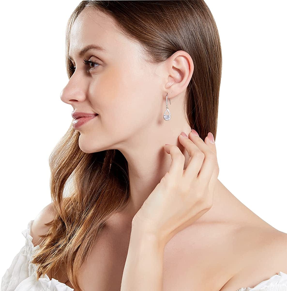 Bridesmaids Gift I Couldn'T Say I Do without You Teardrop Wedding Earrings Cubic Zirconia Dangle Drop Earring Bridesmaid Proposal Gifts Sets