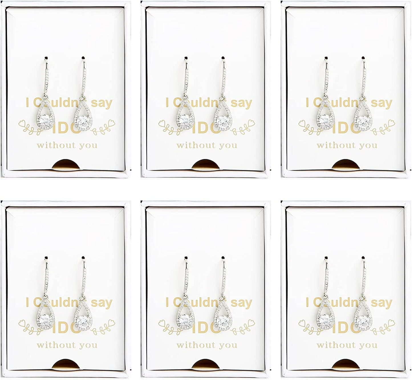 Bridesmaids Gift I Couldn'T Say I Do without You Teardrop Wedding Earrings Cubic Zirconia Dangle Drop Earring Bridesmaid Proposal Gifts Sets silvery drop-6