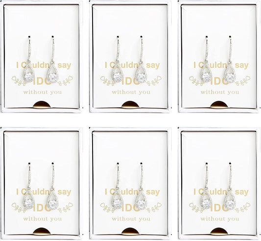 Bridesmaids Gift I Couldn'T Say I Do without You Teardrop Wedding Earrings Cubic Zirconia Dangle Drop Earring Bridesmaid Proposal Gifts Sets silvery drop-6