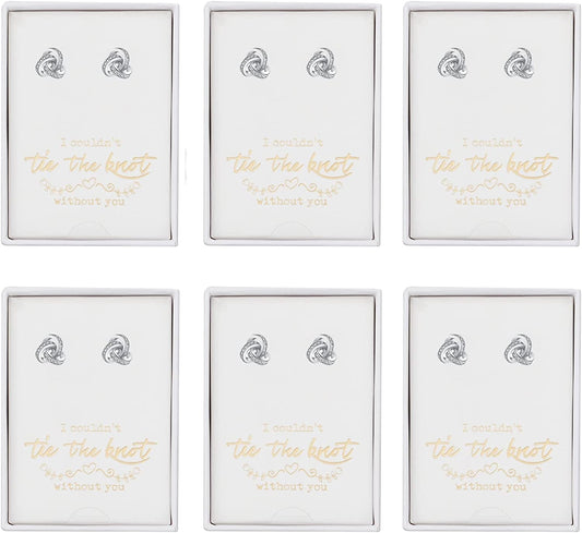 Bridesmaids Gift Set I Couldn'T Tie the Knot without You Wedding Jewelry Stud Earrings Bridesmaids Gifts Love Knot Earrings Rose Gold Proposal Gift Earring Set of 4/6 EAR-002