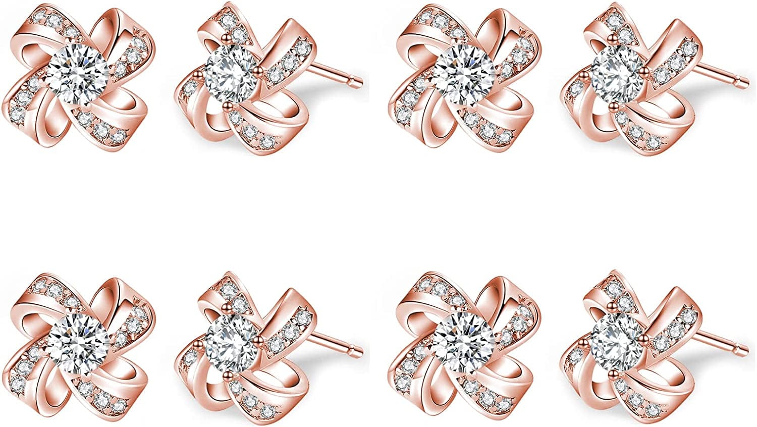 Bridesmaids Gift Set of 6 or 4 Stud Earrings Rose Gold Knot Bridesmaid Earring for Women I CouldnâT Tie a Knot without You Wedding Proposal Hypoallergenic Jewelry J-Pate Rose Gold set of 4