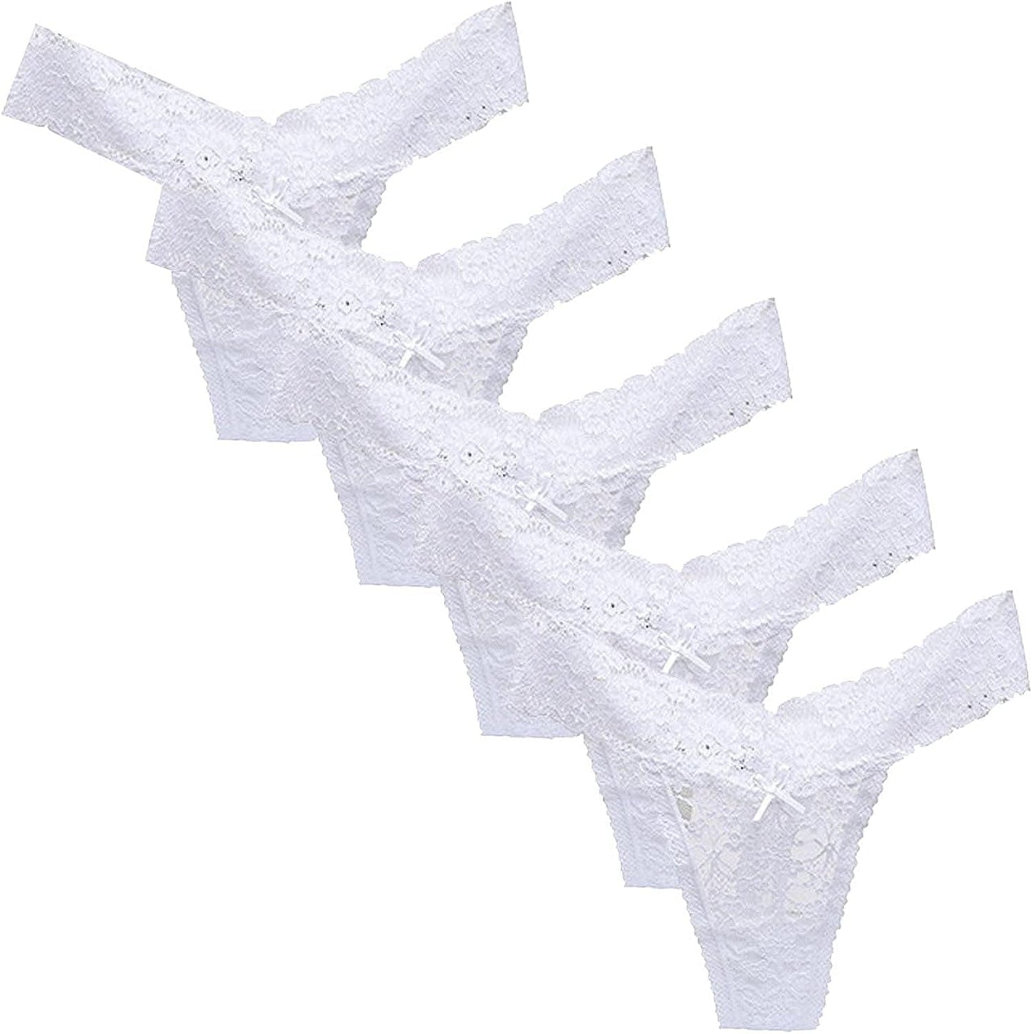 Briefs for Women'S Sexy Lace Thong G-Pants Lingerie Panties Underwear, Multipack Underpants Pack of 5 White / Large