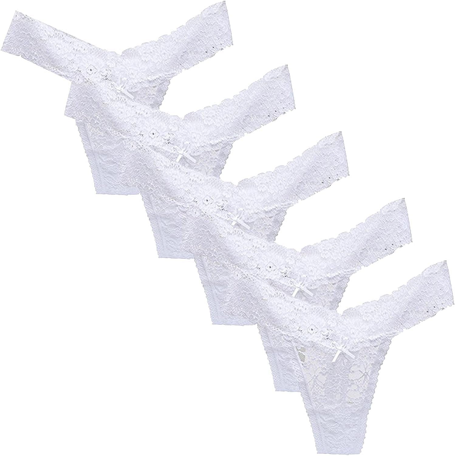 Briefs for Women'S Sexy Lace Thong G-Pants Lingerie Panties Underwear, Multipack Underpants Pack of 5 White / Large