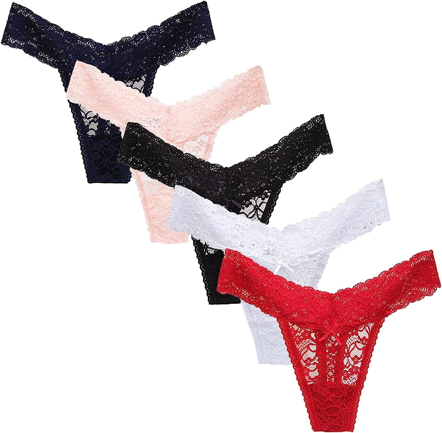 Briefs for Women'S Sexy Lace Thong G-Pants Lingerie Panties Underwear, Multipack Underpants Pack of 5 Multicolor / Medium