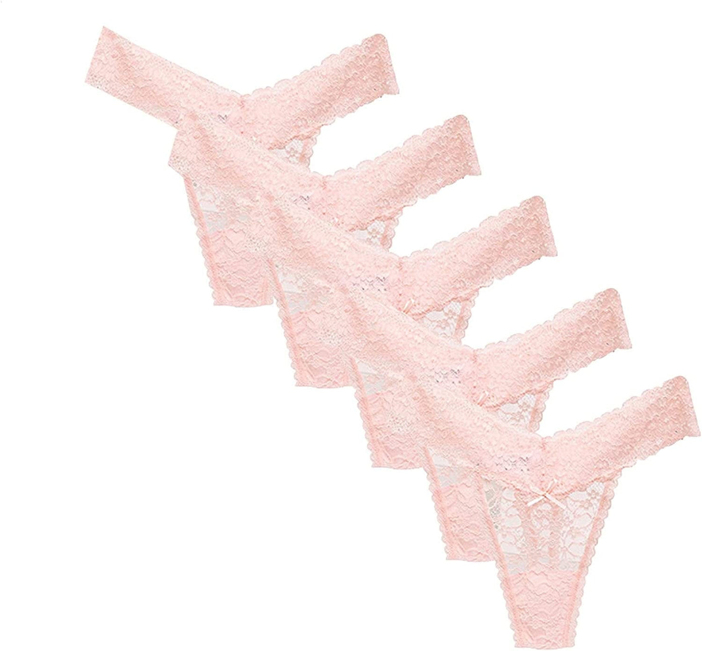 Briefs for Women'S Sexy Lace Thong G-Pants Lingerie Panties Underwear, Multipack Underpants Pack of 5 Beige / Small