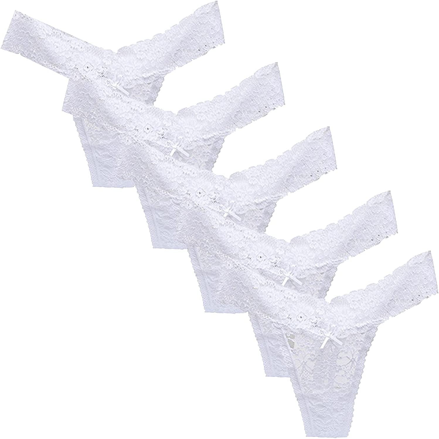 Briefs for Women'S Sexy Lace Thong G-Pants Lingerie Panties Underwear, Multipack Underpants Pack of 5 White / Small