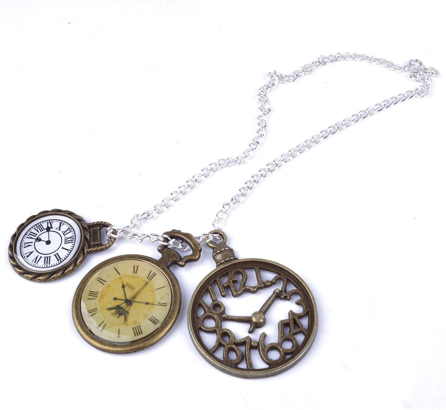 Bronagrand 20Pcs Mixed Antiqued Bronze Charms Clock Face Charm Pendant, DIY Crafts, Gears, Jewelry Making, Steampunk Pendants