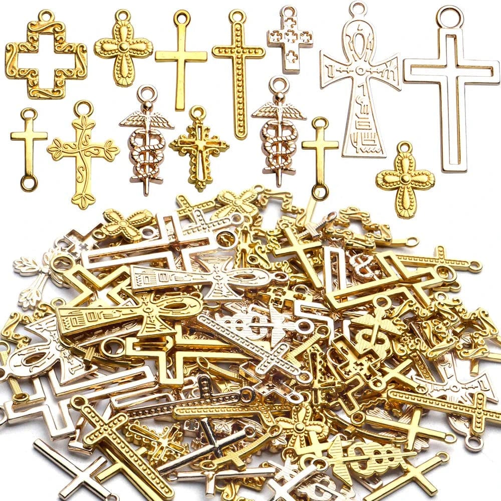 Bronagrand 25 Pieces Mixed Crosses Charms Pendants Jewelry Findings for Making Bracelet and Necklace Gold2