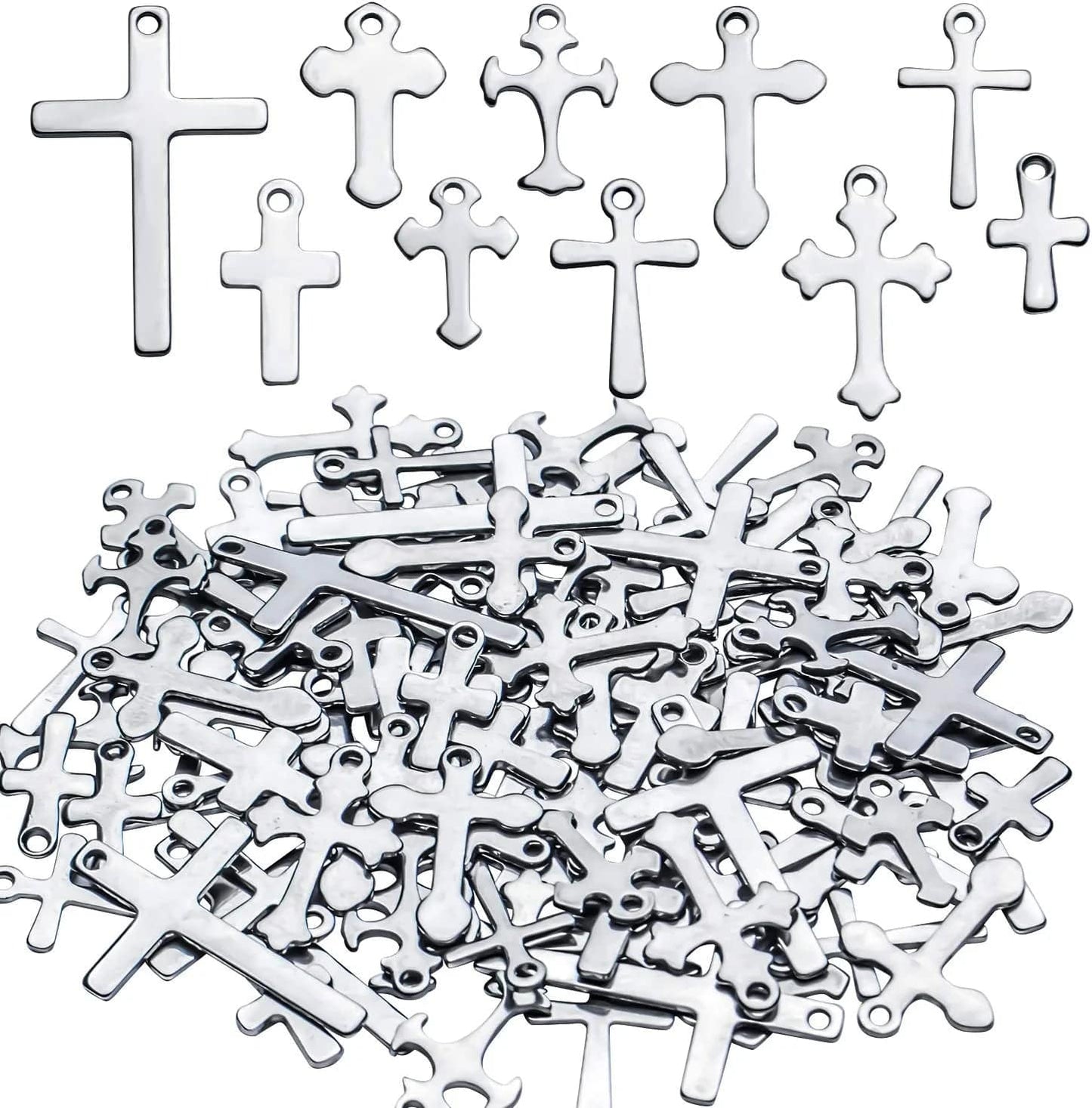 Bronagrand 25 Pieces Mixed Crosses Charms Pendants Jewelry Findings for Making Bracelet and Necklace Silver2