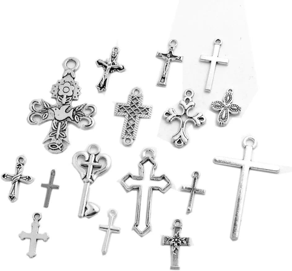 Bronagrand 25 Pieces Mixed Crosses Charms Pendants Jewelry Findings for Making Bracelet and Necklace