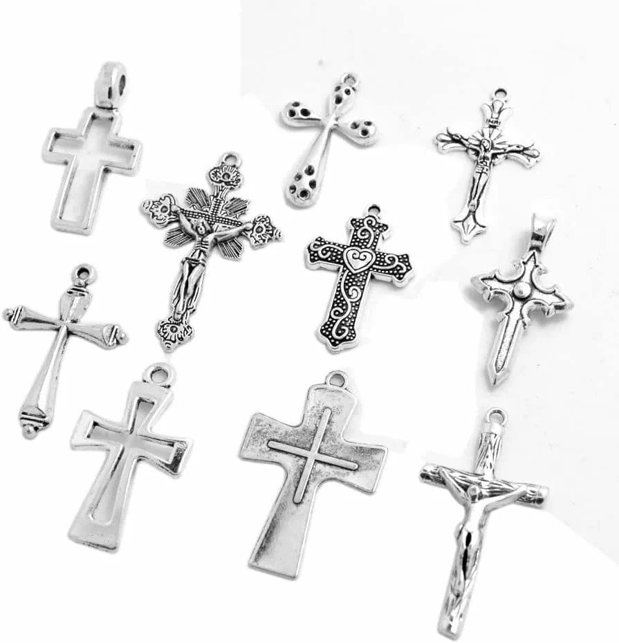 Bronagrand 25 Pieces Mixed Crosses Charms Pendants Jewelry Findings for Making Bracelet and Necklace