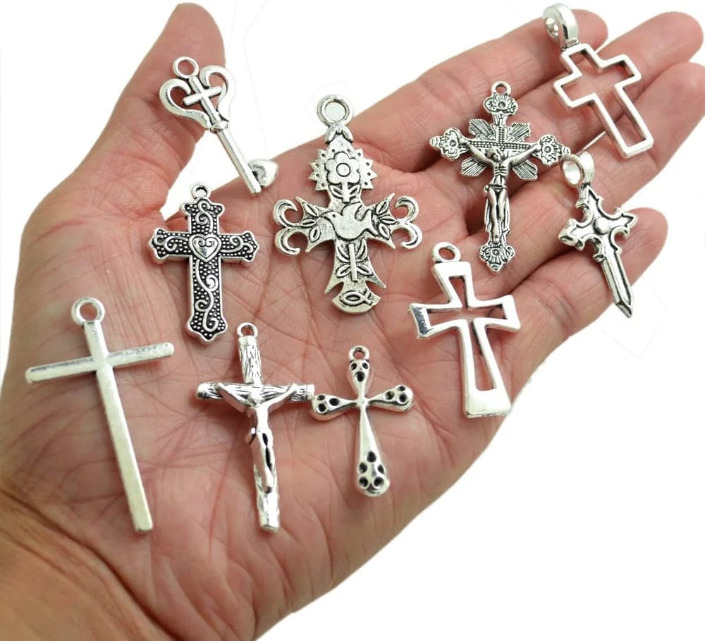 Bronagrand 25 Pieces Mixed Crosses Charms Pendants Jewelry Findings for Making Bracelet and Necklace