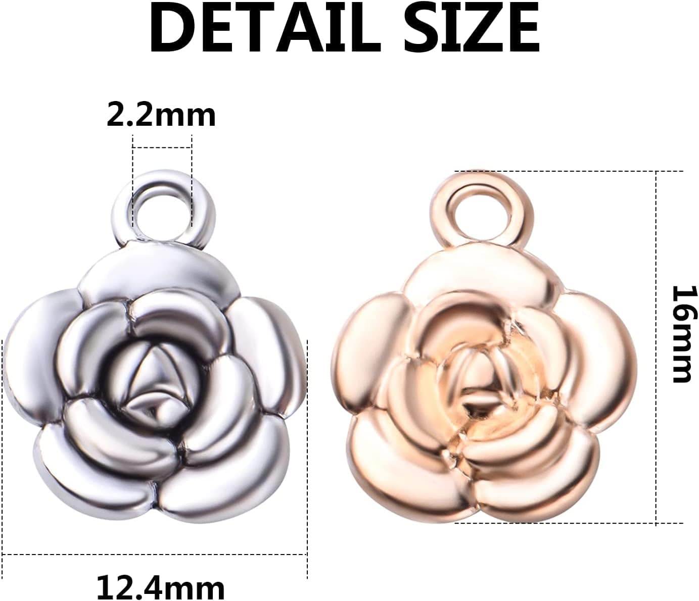 Bronagrand Rose Charm Pendant,60Pcs Alloy Rose Flower Charms Flower Bead Charms Craft Supplies for Jewelry DIY Necklace Earrings Bracelet Making Accessory,Antique Silver and Gold