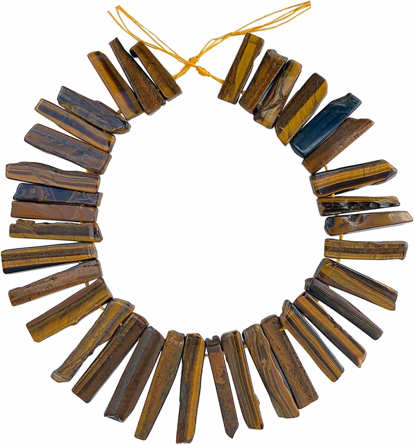 Bulk Real Natural Crystal Stone Charms for Jewelry Making, 30+ Pcs Mix Color Healing Crystal Sticks for Pendants. Assorted Crystal Points Strand Drilled for Craft. Tiger's Eye