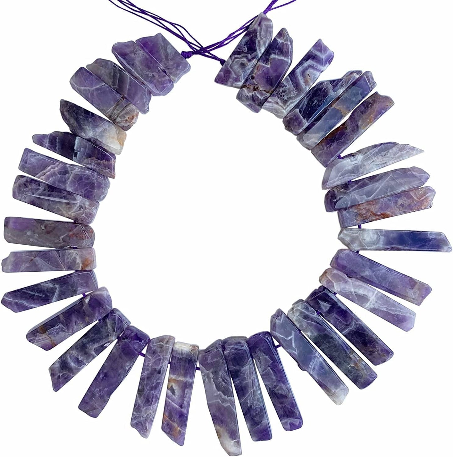 Bulk Real Natural Crystal Stone Charms for Jewelry Making, 30+ Pcs Mix Color Healing Crystal Sticks for Pendants. Assorted Crystal Points Strand Drilled for Craft. Chevron Amethyst