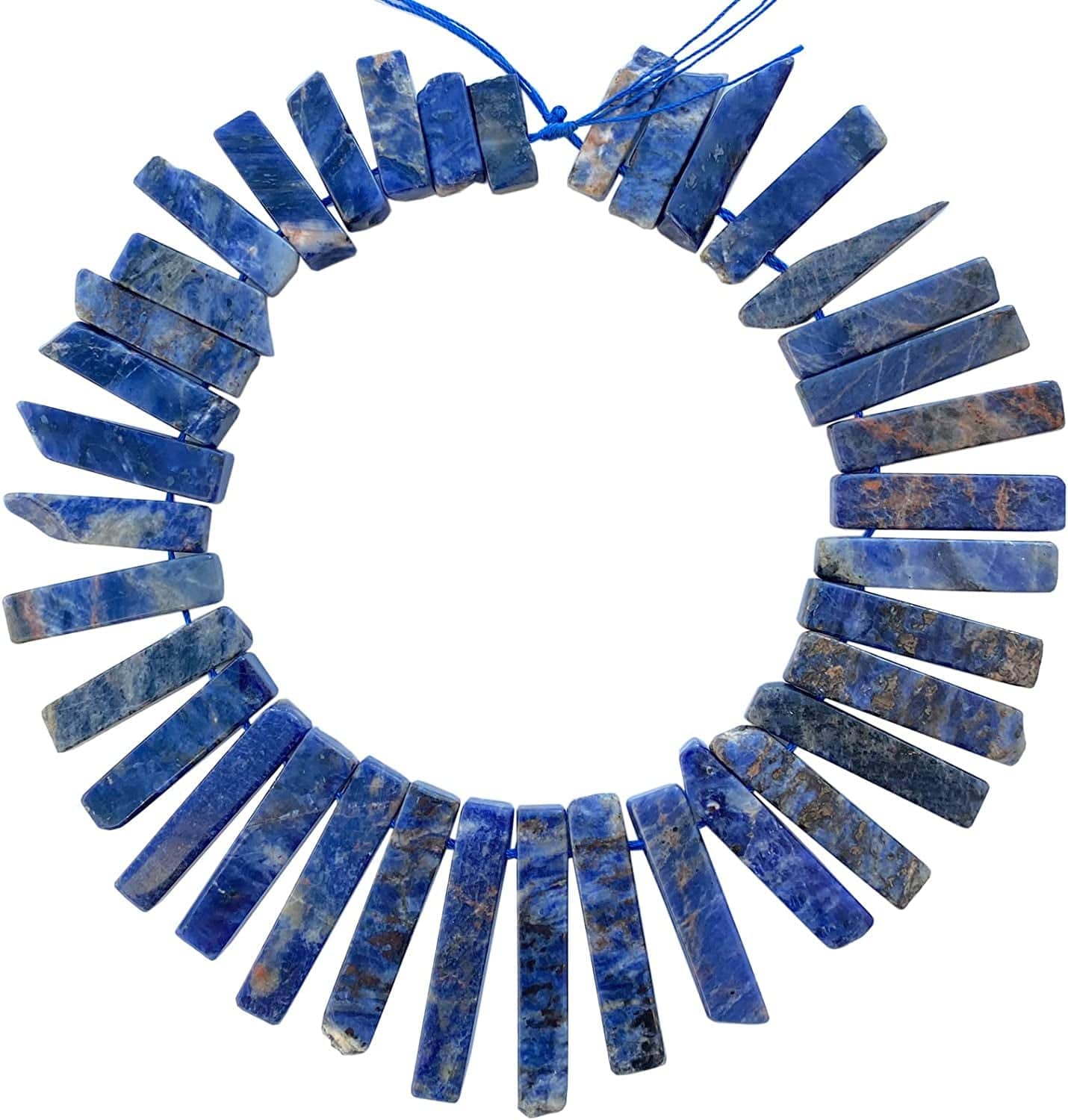 Bulk Real Natural Crystal Stone Charms for Jewelry Making, 30+ Pcs Mix Color Healing Crystal Sticks for Pendants. Assorted Crystal Points Strand Drilled for Craft. Sodalite