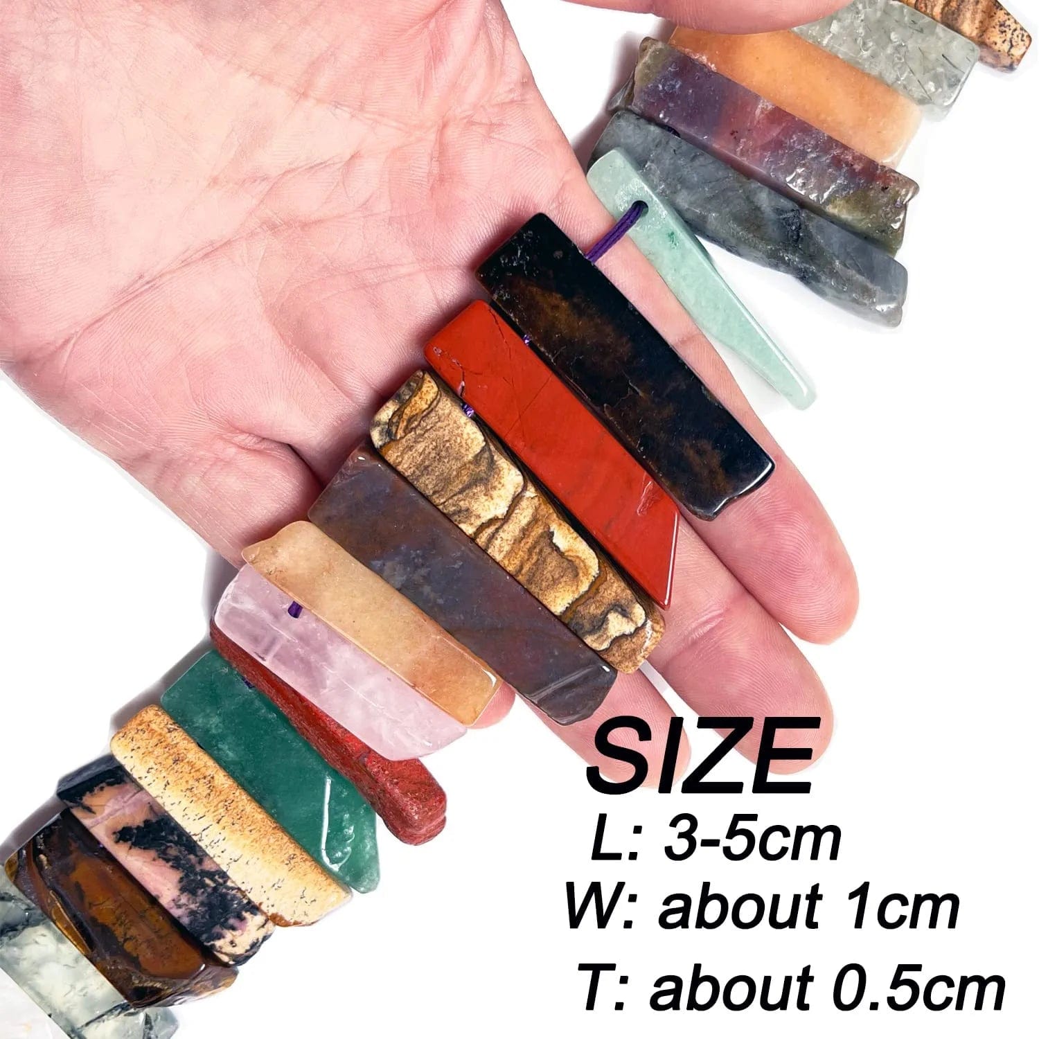 Bulk Real Natural Crystal Stone Charms for Jewelry Making, 30+ Pcs Mix Color Healing Crystal Sticks for Pendants. Assorted Crystal Points Strand Drilled for Craft.