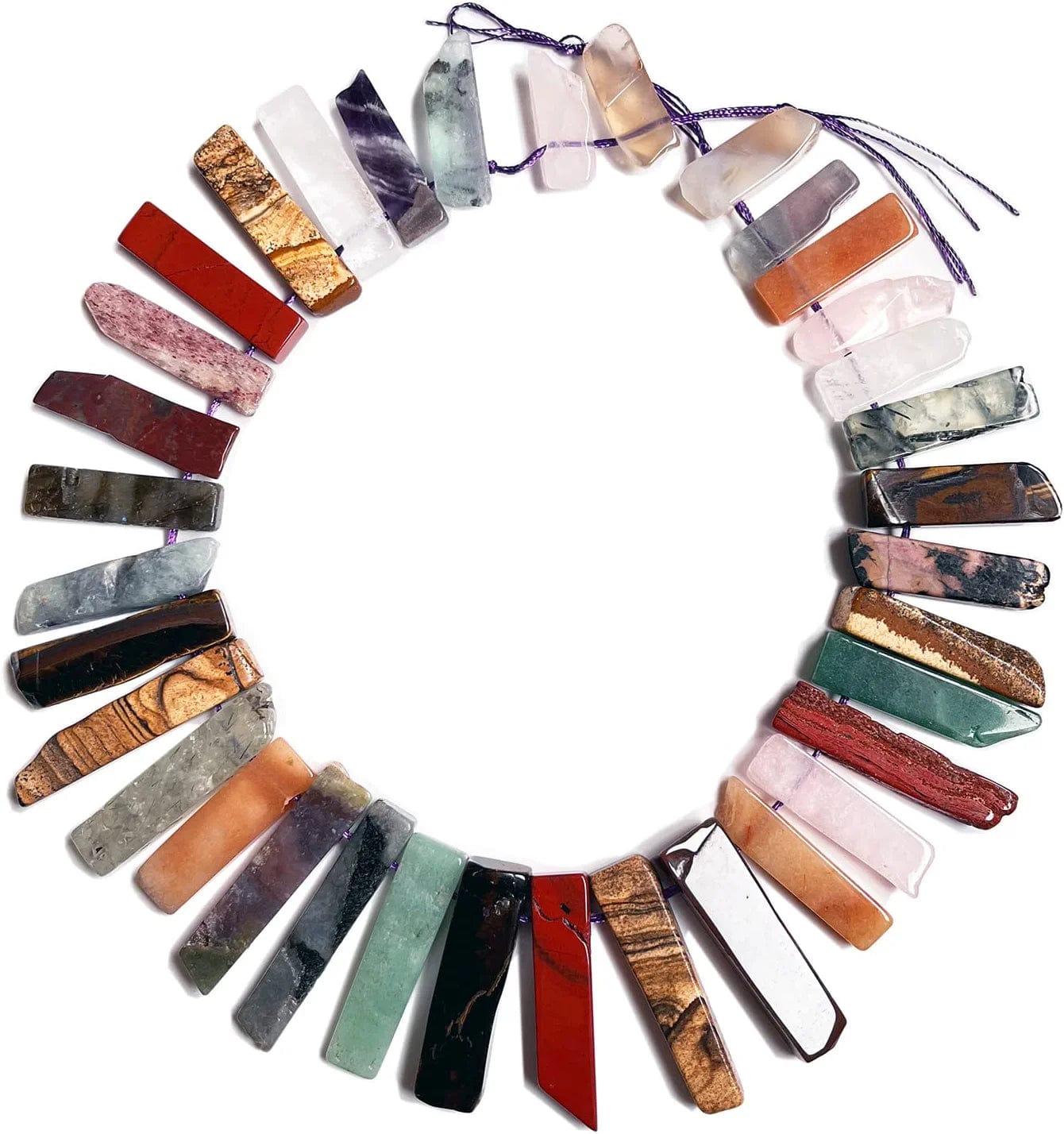 Bulk Real Natural Crystal Stone Charms for Jewelry Making, 30+ Pcs Mix Color Healing Crystal Sticks for Pendants. Assorted Crystal Points Strand Drilled for Craft. 1 Pack Mixed color