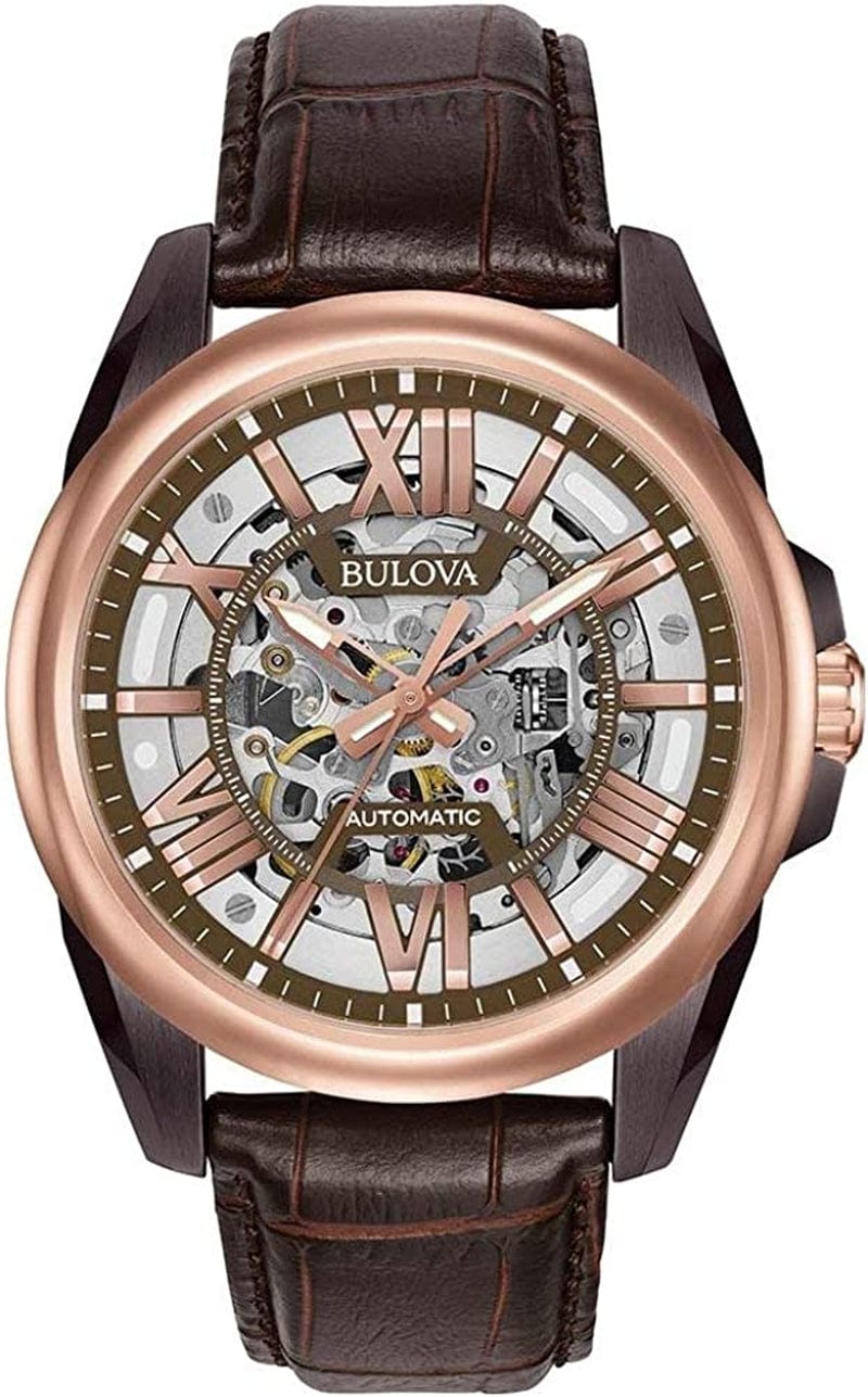 Bulova Men'S Automatic Open Aperture Watch, 43Mm Rose Gold / Classic Sutton Automatic Two-Tone Stainless Steel Strap