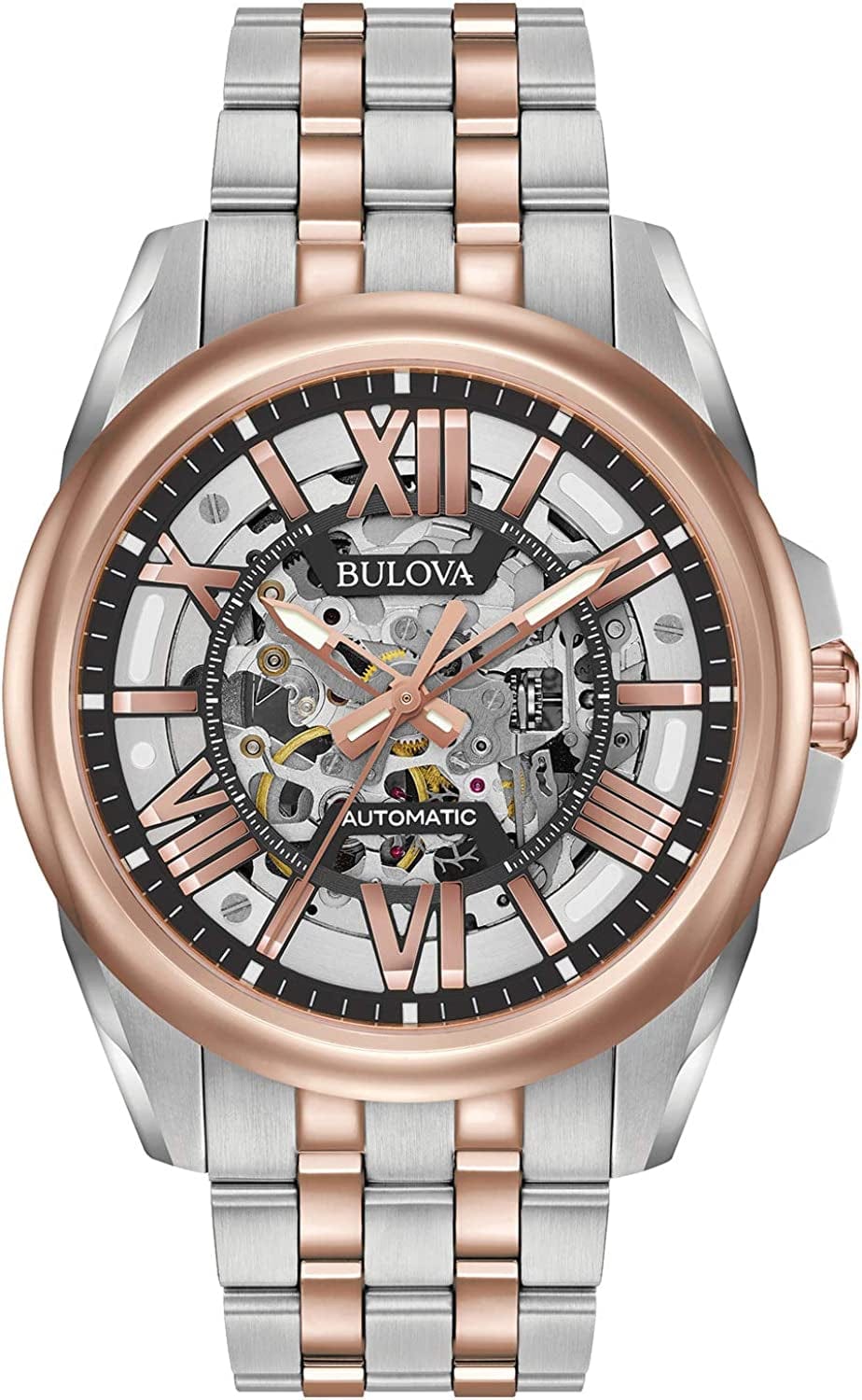 Bulova Men'S Automatic Open Aperture Watch, 43Mm Two Tone Rose / Self-winding